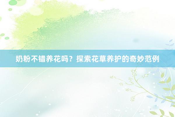 奶粉不错养花吗？探索花草养护的奇妙范例