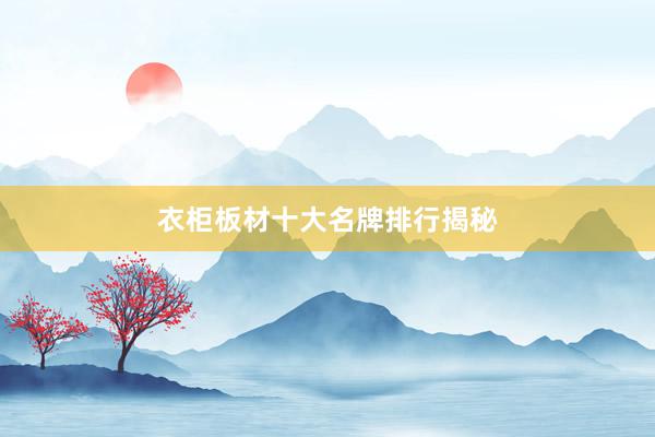 衣柜板材十大名牌排行揭秘